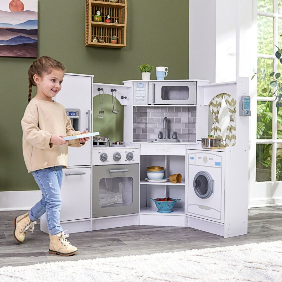 Wooden Toys Little Dreamers | Kidkraft Ultimate Corner Kitchen With Lights & Sounds White