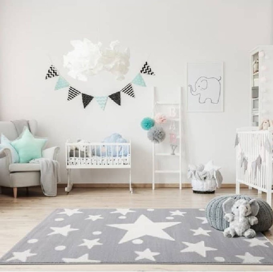 Accessories Little Dreamers | Happy Rug Stars Grey/White 200X300Cm