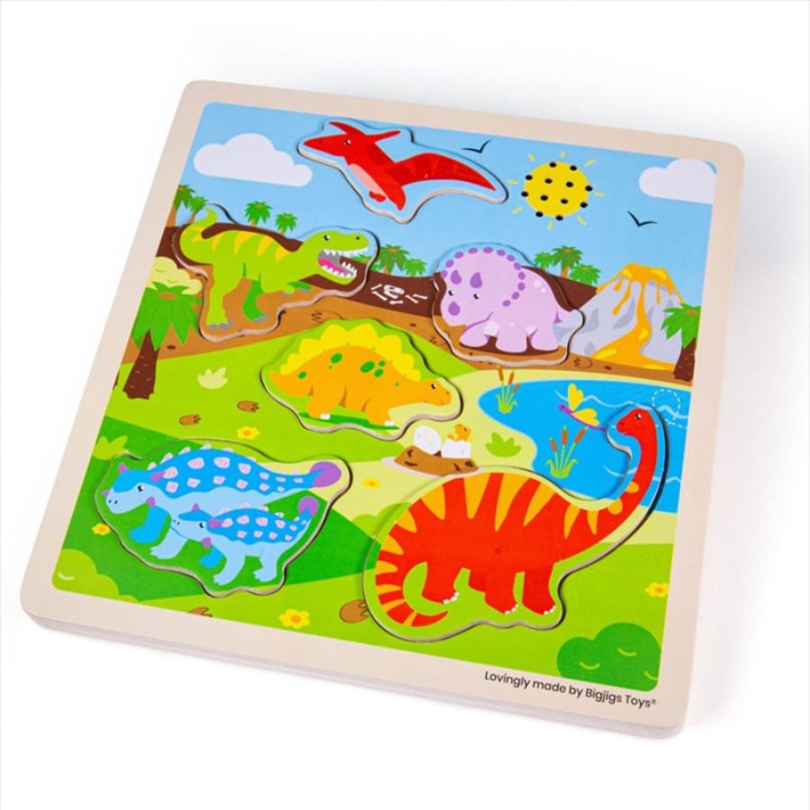 Wooden Toys Little Dreamers | Bigjigs Sound Puzzle - Dinosaur