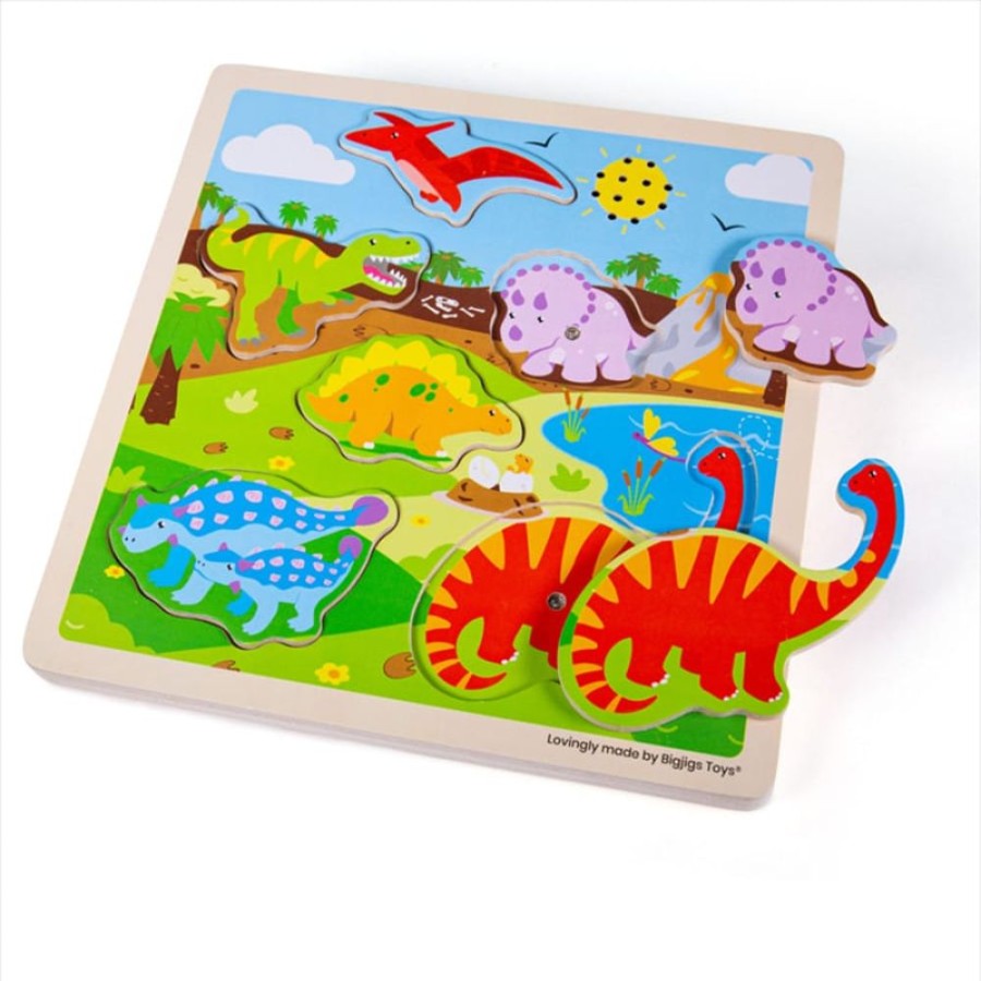 Wooden Toys Little Dreamers | Bigjigs Sound Puzzle - Dinosaur