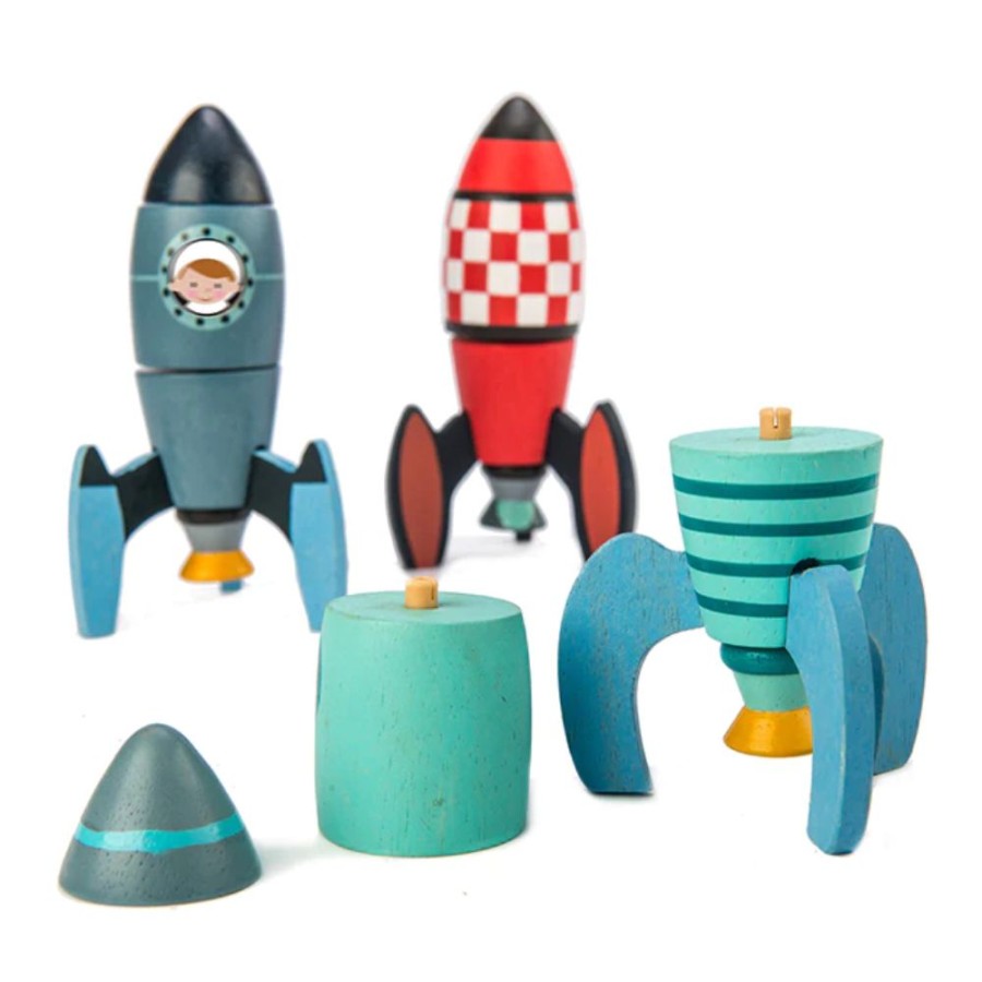 Wooden Toys Little Dreamers | Tenderleaf Toys Rocket Construction