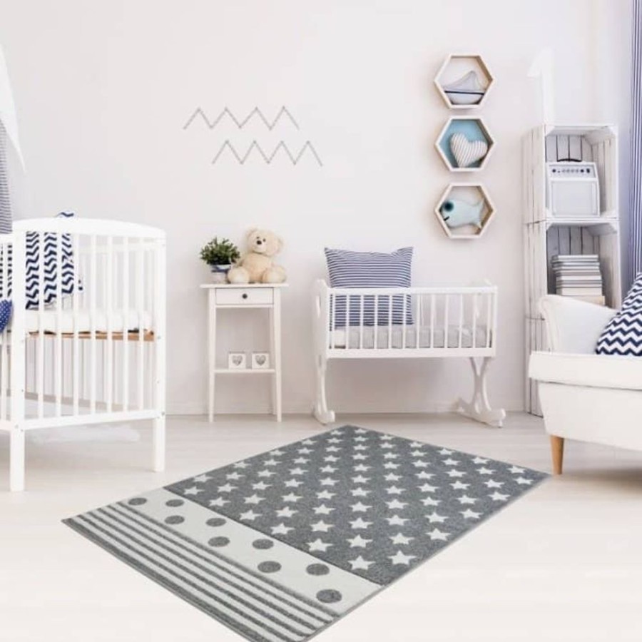 Accessories Little Dreamers | Happy Rug Starpoint - Silver Grey/White 160X230Cm