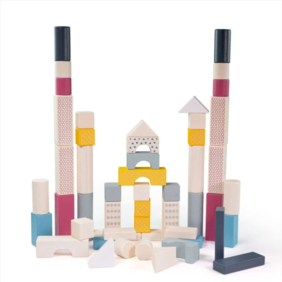 Wooden Toys Little Dreamers | Bigjigs Drum Of 50 Blocks Fsc