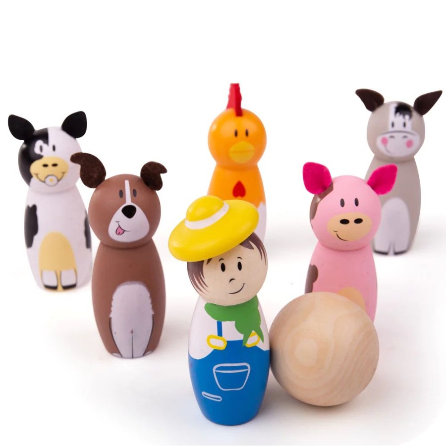 Wooden Toys Little Dreamers | Bigjigs Farm Skittles