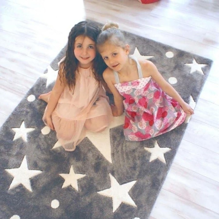 Accessories Little Dreamers | Happy Rug Stars Grey/White 160X230Cm