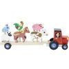 Wooden Toys Little Dreamers | Vilac Tractor Trailer Animal Stacking Game