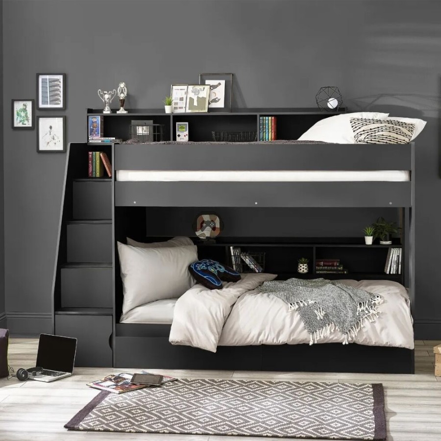 Kids Rooms Little Dreamers | Camelot Staircase Bunk - Anthracite