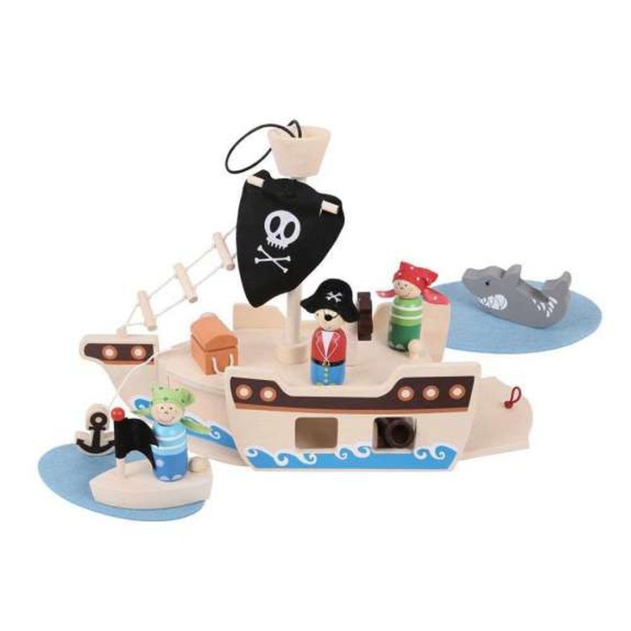 Wooden Toys Little Dreamers | Bigjigs Mini Pirate Ship Playset