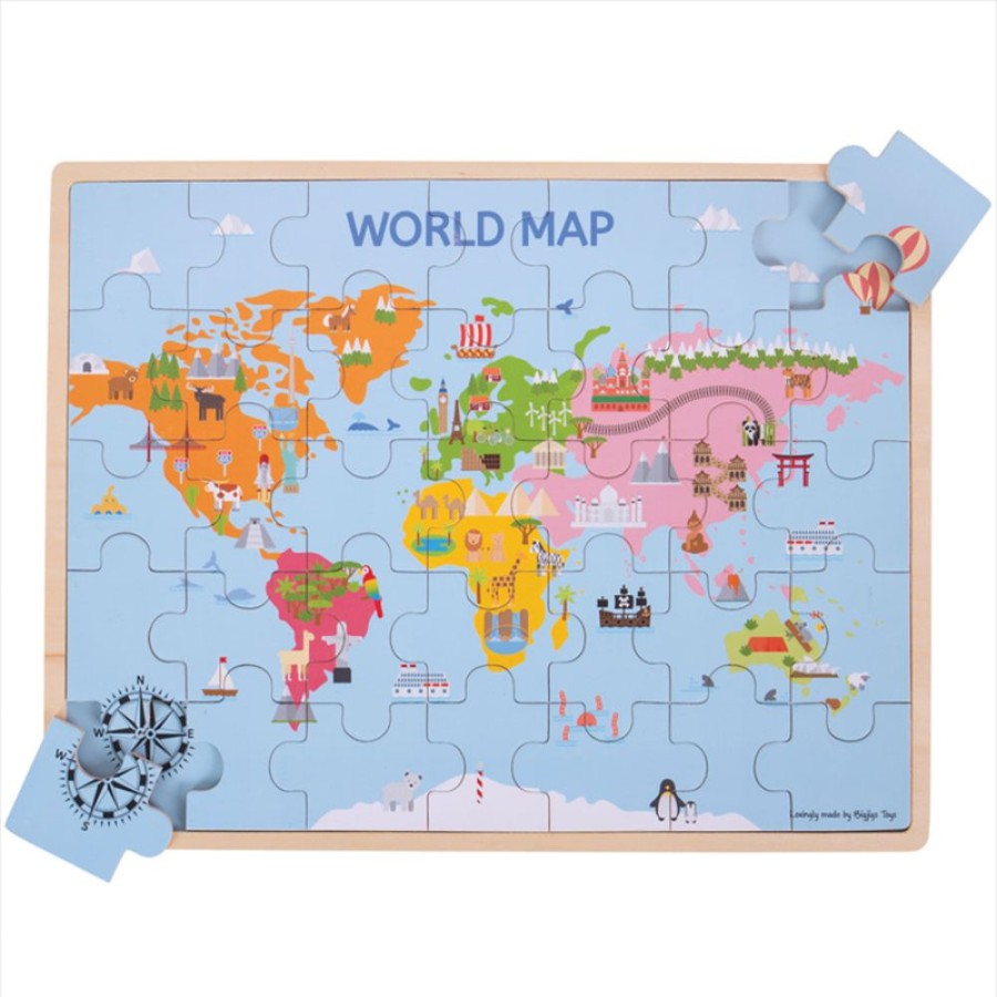 Wooden Toys Little Dreamers | Bigjigs World Map Puzzle