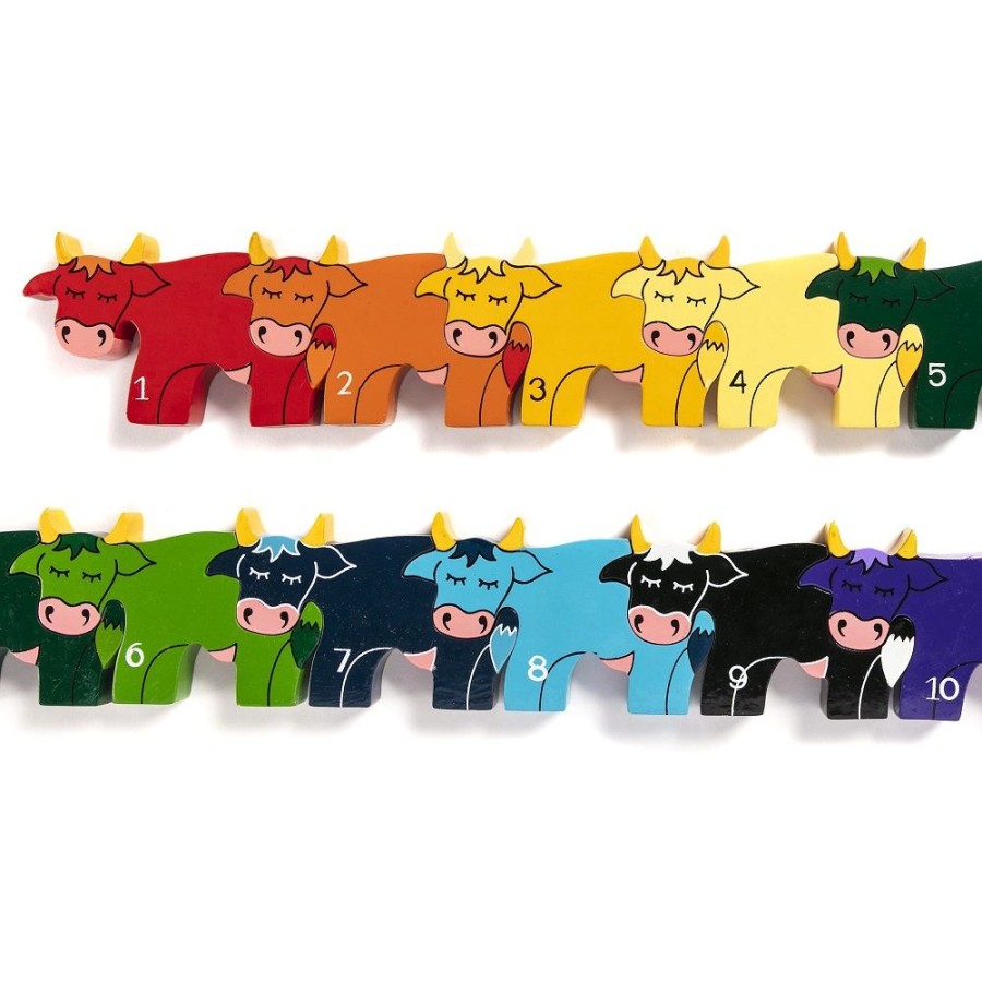 Wooden Toys Little Dreamers | Alphabet Jigsaw Numbers Jigsaw Cows In A Row