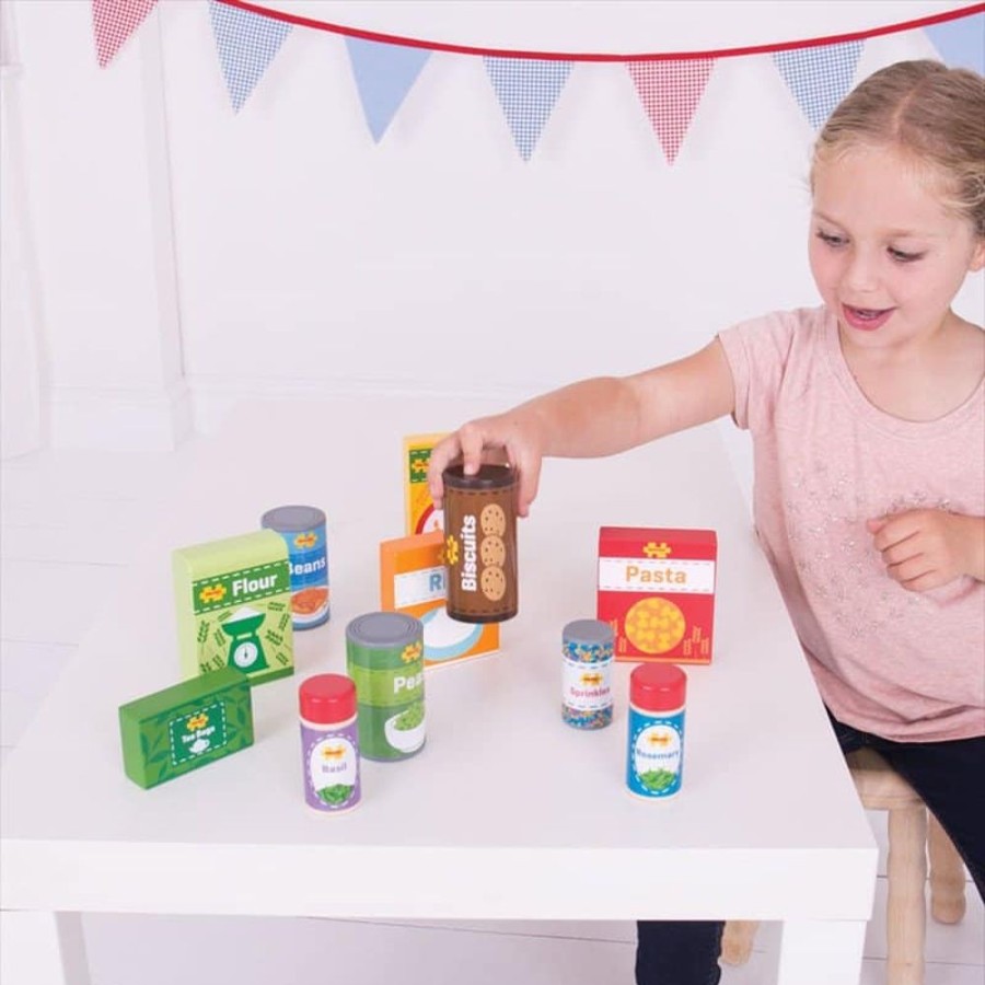 Wooden Toys Little Dreamers | Bigjigs Cupboard Groceries