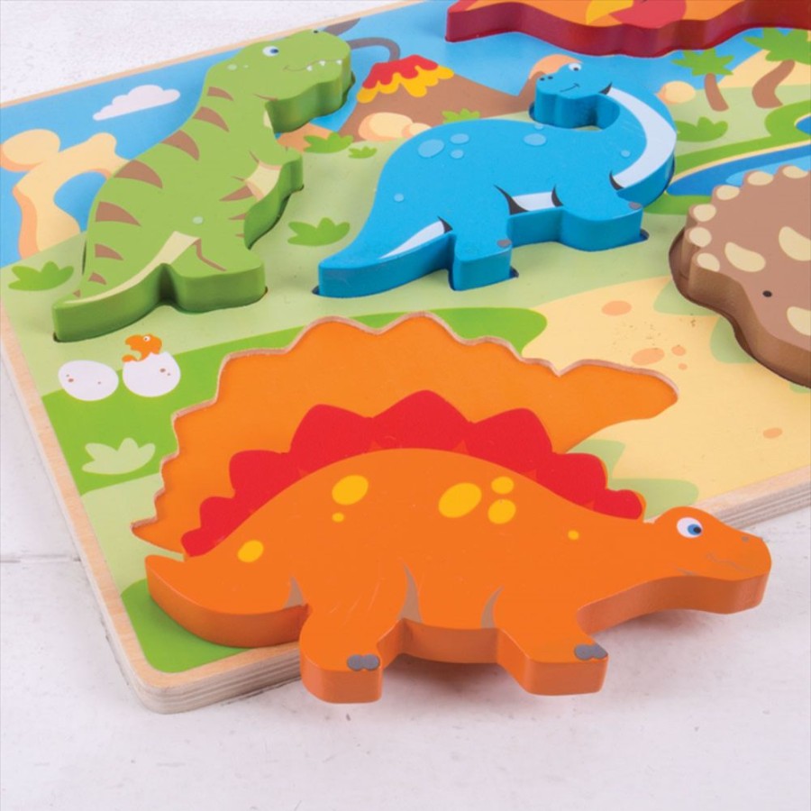 Wooden Toys Little Dreamers | Bigjigs Chunky Lift Out Puzzle Dinosaur