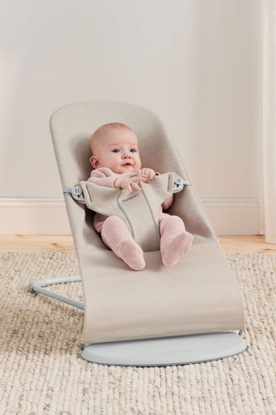 At Home Little Dreamers | Babybjorn Bouncer Bliss 3D Jersey - Light Beige - Light Grey Frame