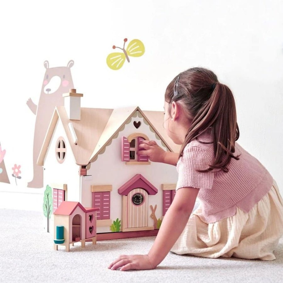 Wooden Toys Little Dreamers | Tenderleaf Cottontail Cottage Incl. Furniture