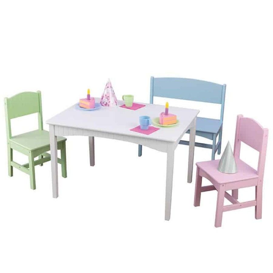 Accessories Little Dreamers | Kidkraft Nantucket Table Bench & 2 Chairs