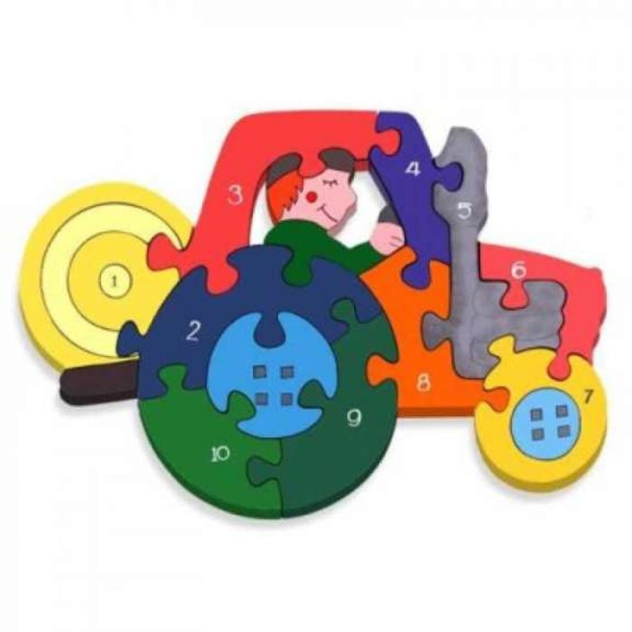 Wooden Toys Little Dreamers | Alphabet Jigsaw Numbers Tractor Jigsaw