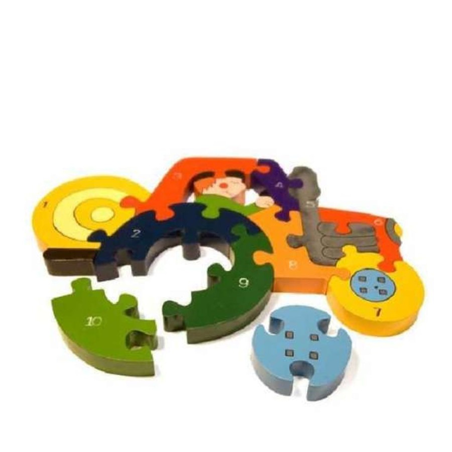 Wooden Toys Little Dreamers | Alphabet Jigsaw Numbers Tractor Jigsaw