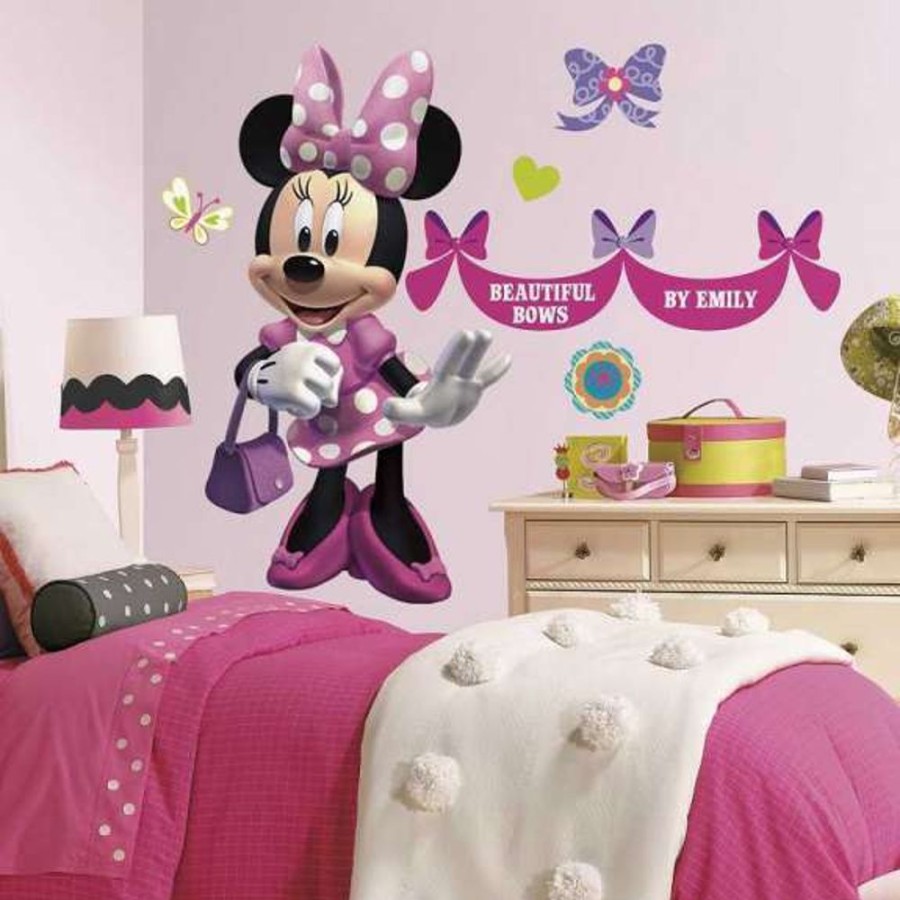 Accessories Little Dreamers | Minnie Bow-Tique Giant Wall Sticker With Personalisation