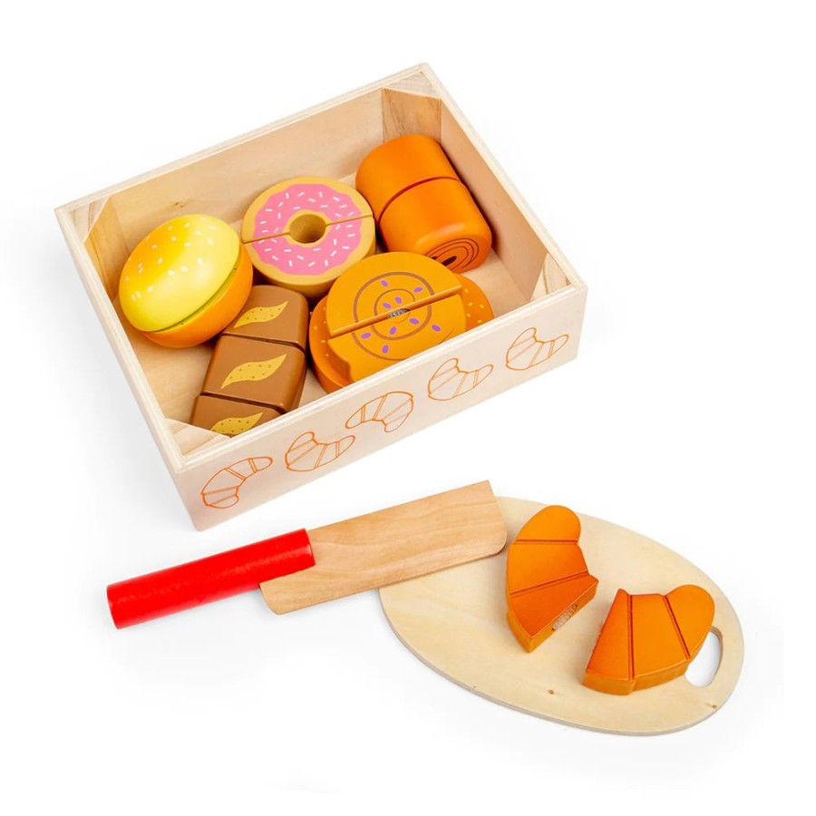 Wooden Toys Little Dreamers | Bigjigs Cutting Bread And Pastries Crate