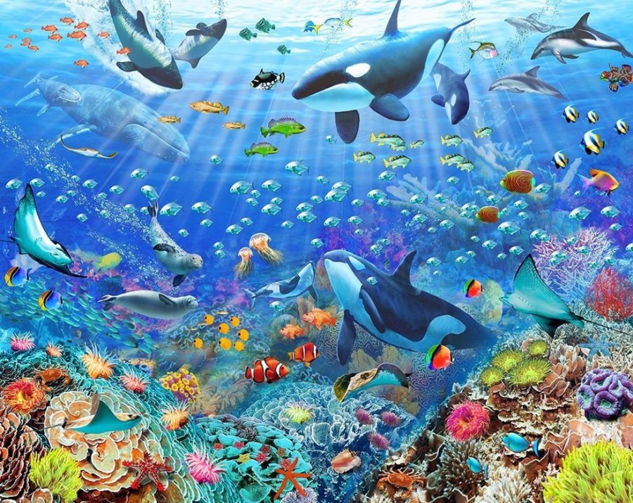 Accessories Little Dreamers | Walltastic Underwater Scene Wall Mural