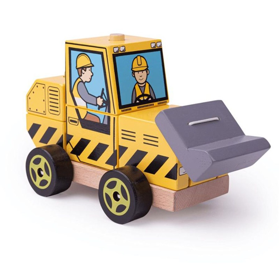 Wooden Toys Little Dreamers | Bigjigs Stacking Bulldozer