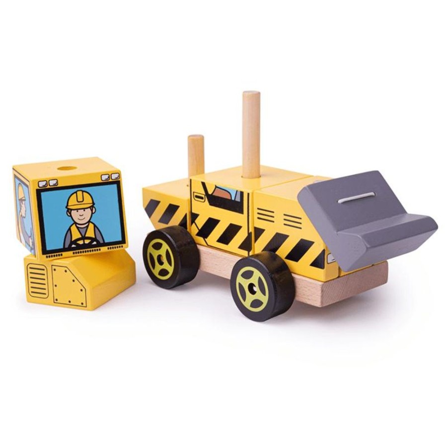 Wooden Toys Little Dreamers | Bigjigs Stacking Bulldozer