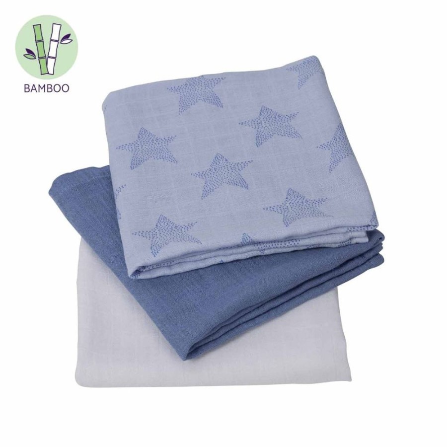 At Home Little Dreamers | Clevamama Muslin Cloth Set 3 Pack - Blue