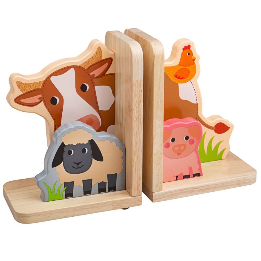 Wooden Toys Little Dreamers | Bigjigs Farm Animals Bookends