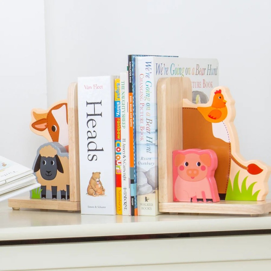 Wooden Toys Little Dreamers | Bigjigs Farm Animals Bookends