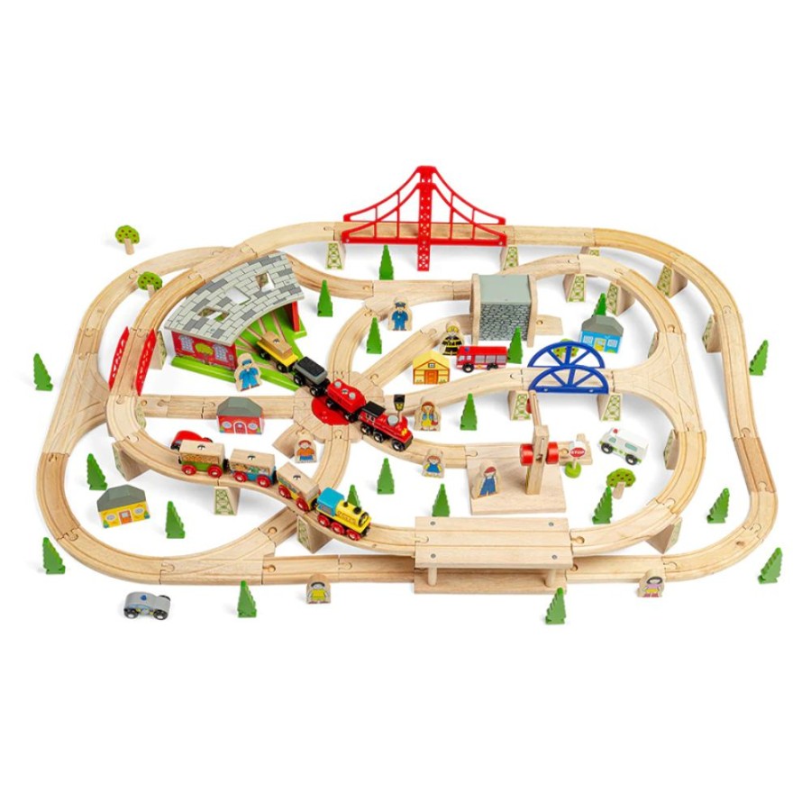 Wooden Toys Little Dreamers | Bigjigs Freight Train Set - 130 Pieces