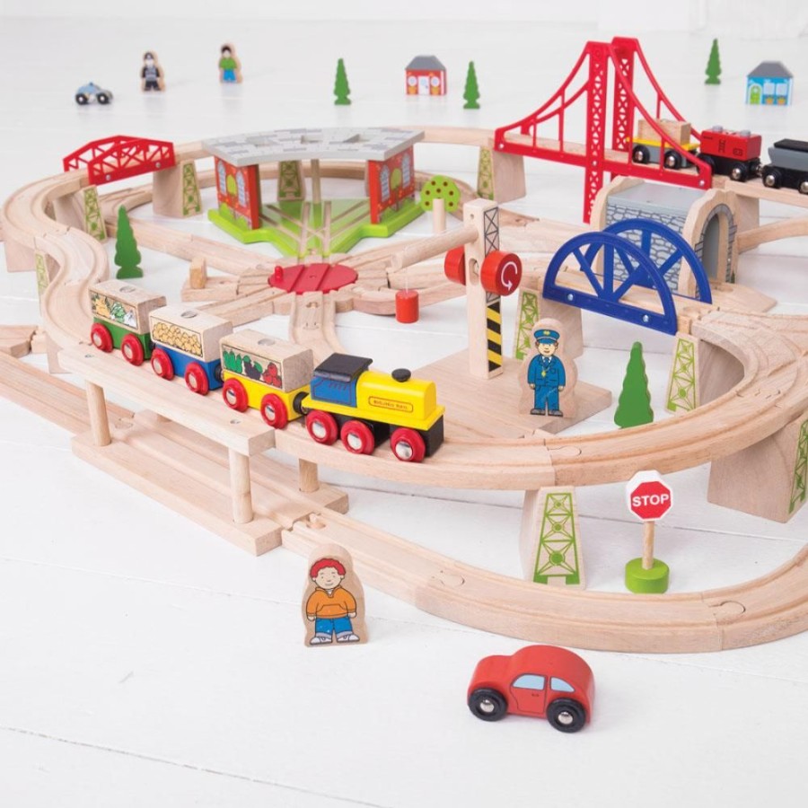 Wooden Toys Little Dreamers | Bigjigs Freight Train Set - 130 Pieces