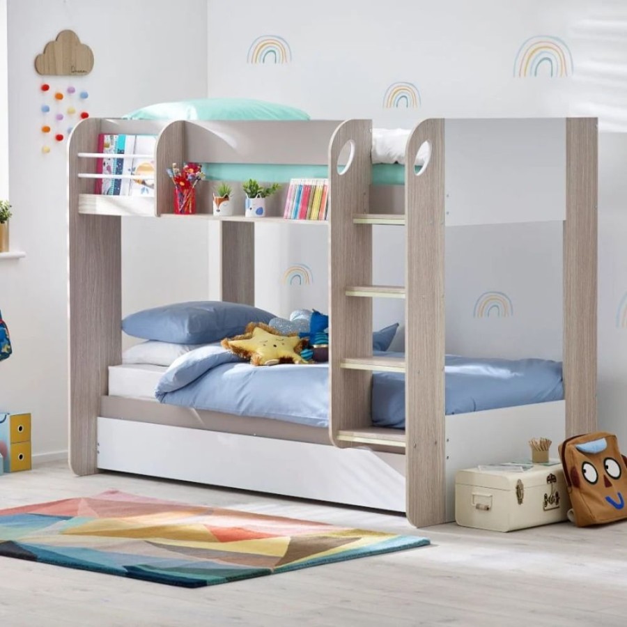 Kids Rooms Little Dreamers | Mars Bunk Bed & Trundle - Taupe