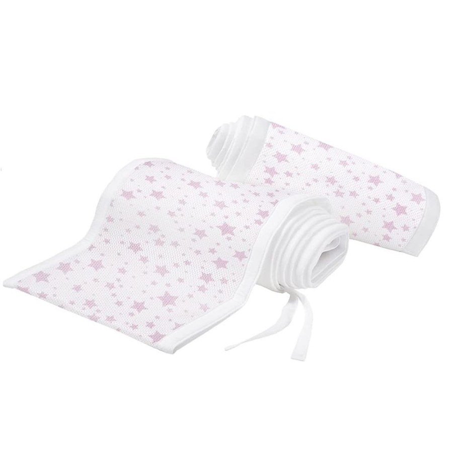 Accessories Little Dreamers | Breathablebaby Cot/Cotbed Bumper 2 Sided - Pink Stars