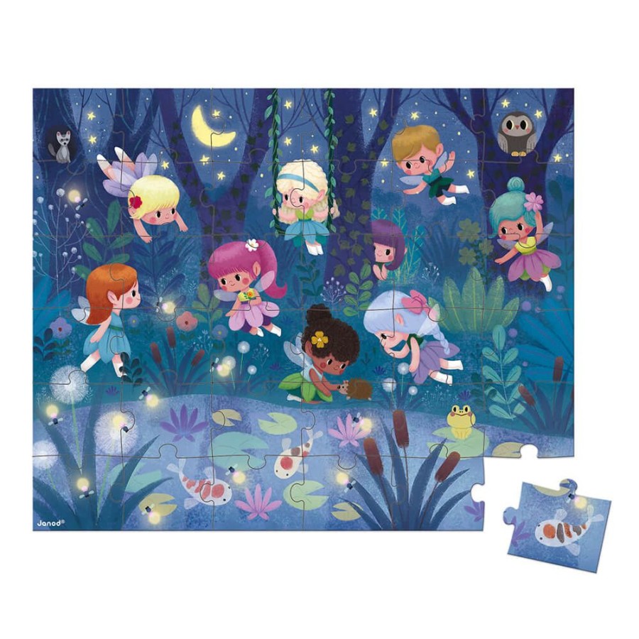 Wooden Toys Little Dreamers | Janod Fairies And Waterlilies Jigsaw Puzzle - 36 Pcs