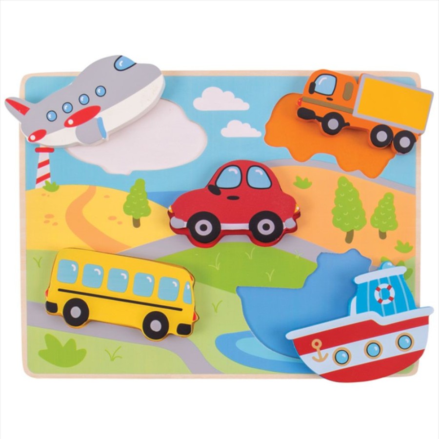 Wooden Toys Little Dreamers | Bigjigs Chunky Lift Out Puzzle Transport