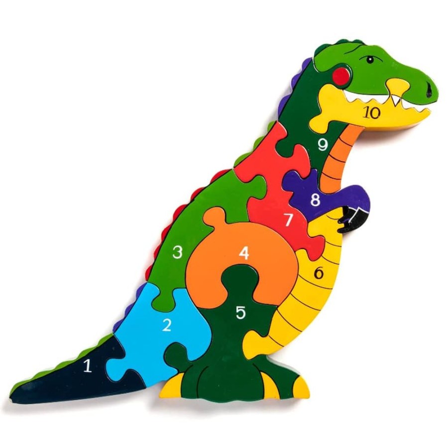 Wooden Toys Little Dreamers | Alphabet Jigsaw T Rex Numbers Puzzle