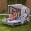 Outdoor Fun Little Dreamers | Kidkraft Double Chaise Lounge With Cup Holders Grey