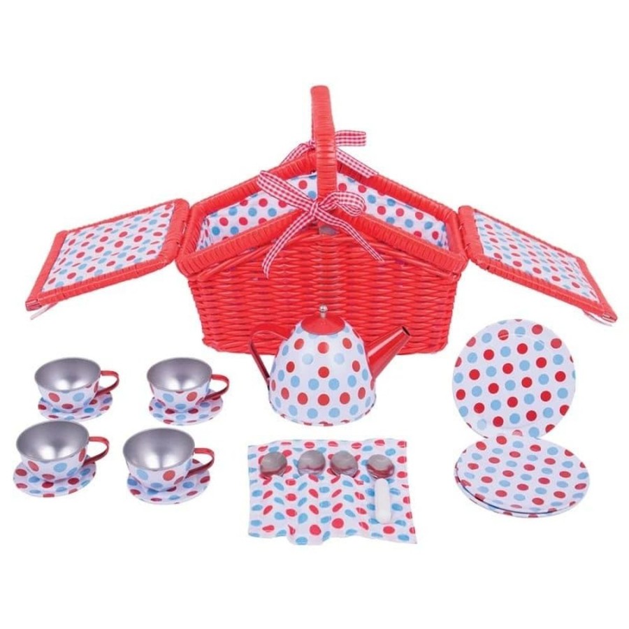 Wooden Toys Little Dreamers | Spotted Basket Tea Set