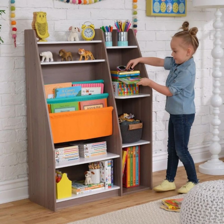 Accessories Little Dreamers | Kidkraft Pocket Storage Bookshelf - Gray Ash