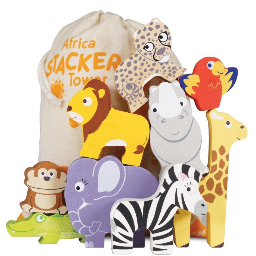 Wooden Toys Little Dreamers | Le Toy Van Animals Of Africa Stacking Set