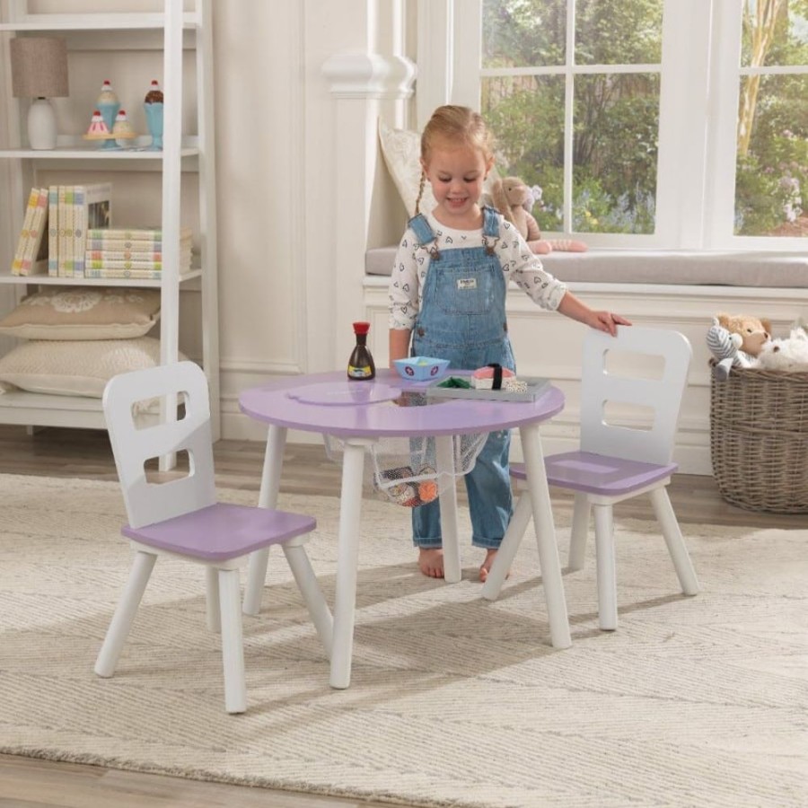 Accessories Little Dreamers | Kidkraft Round Storage Table & 2 Chairs Lavender