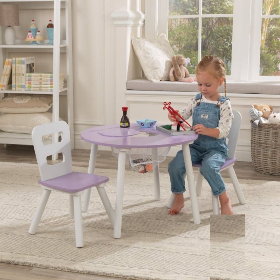 Accessories Little Dreamers | Kidkraft Round Storage Table & 2 Chairs Lavender