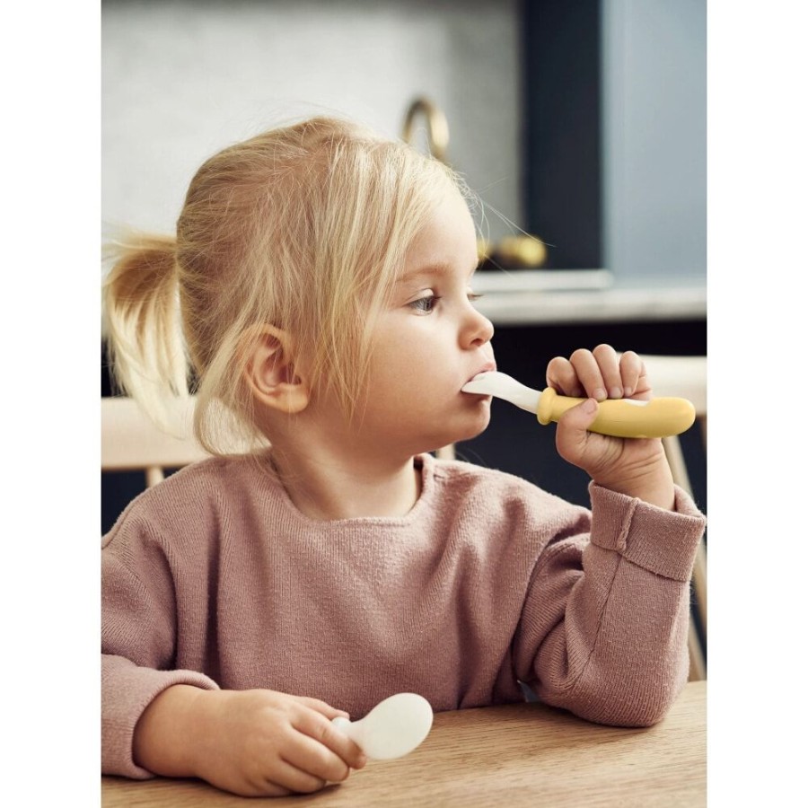 At Home Little Dreamers | Babybjorn Baby Spoon And Fork - 4 Pcs Powder Yellow