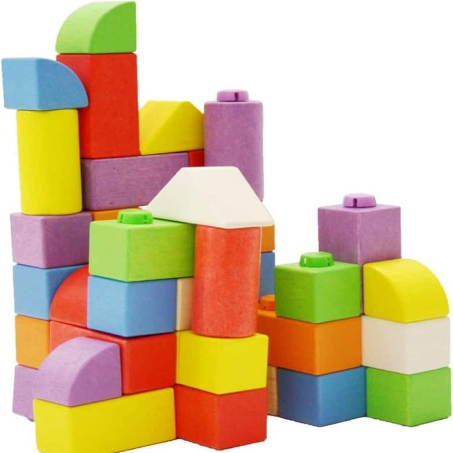 Wooden Toys Little Dreamers | Bigjigs Wooden Click Blocks Set - Intermediate Pack