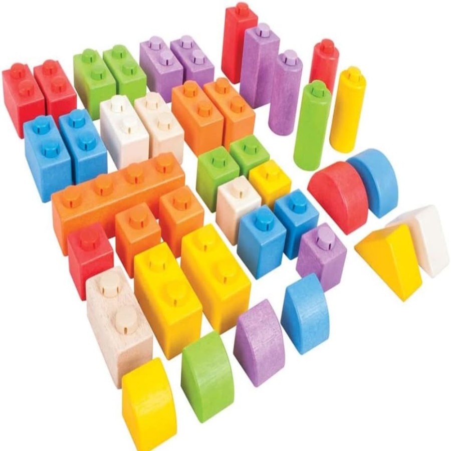 Wooden Toys Little Dreamers | Bigjigs Wooden Click Blocks Set - Intermediate Pack