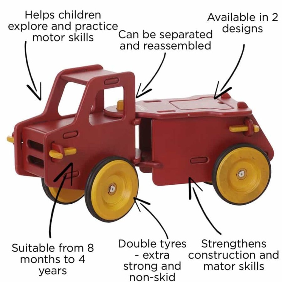 Wooden Toys Little Dreamers | Moover Ride On Dump Truck - Red