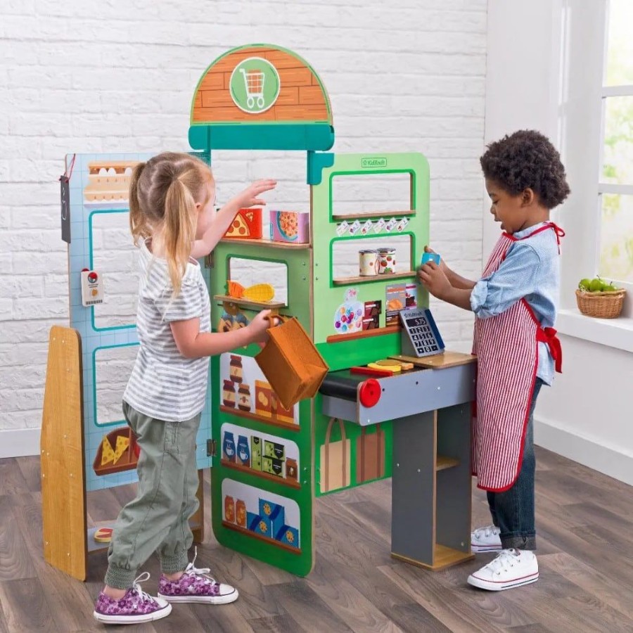 Wooden Toys Little Dreamers | Kidkraft Lets Pretend Grocery Store Pop-Up With Ez Kraft Assembly