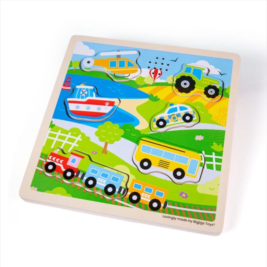 Wooden Toys Little Dreamers | Bigjigs Sound Puzzle - Transport