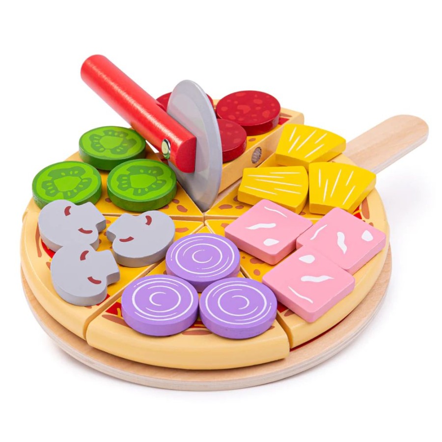 Wooden Toys Little Dreamers | Bigjigs Cutting Pizza