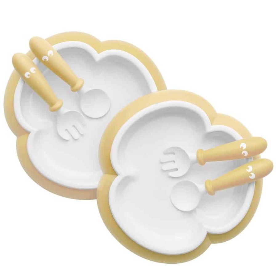 At Home Little Dreamers | Babybjorn Plate Spoon & Fork Set 2Pk - Powder Yellow